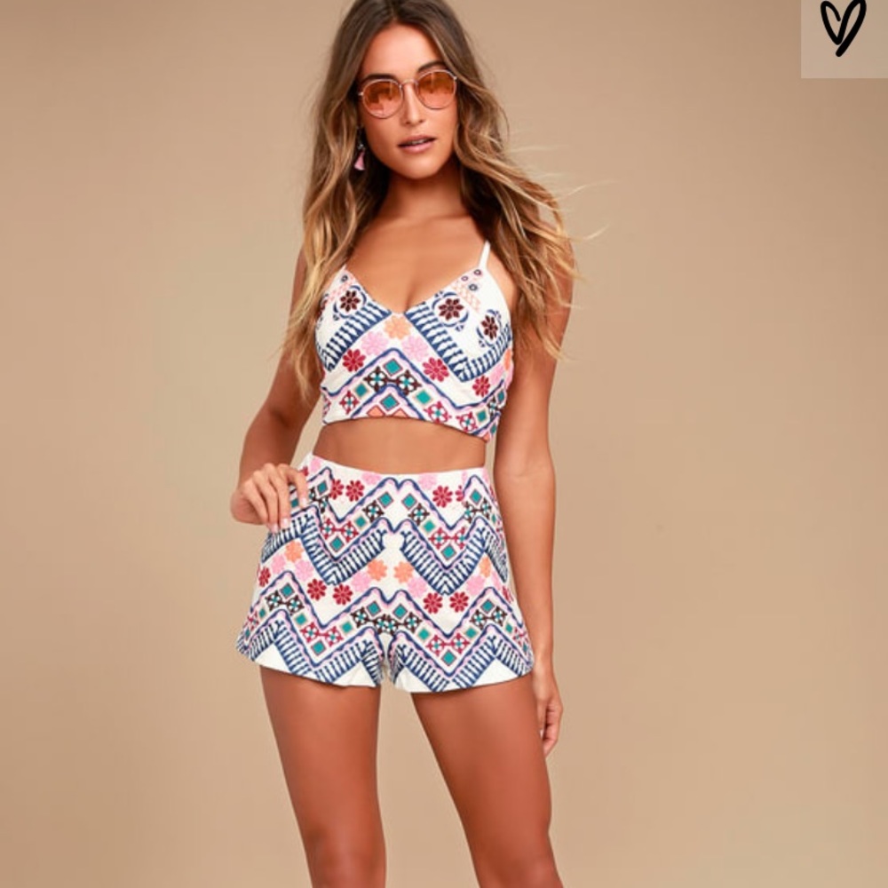Lulu's Multicolor Geometric Two-Piece Dress